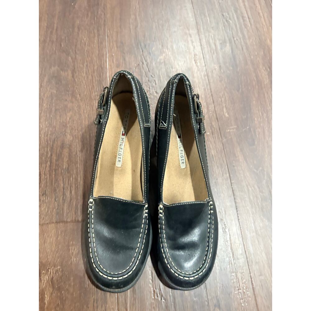 Tommy Hilfiger black leather heels